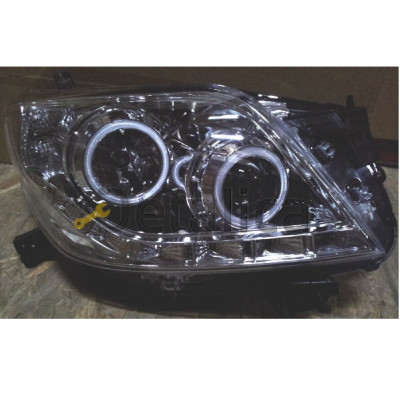 Фары комплект-тюнинг линзованная DEVIL EYES с светящимся ободком EAGLE EYES внутри хром для Тойота Ленд Крузер Прадо 150 от 2009