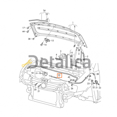Трос замка капота для Фольксваген Кадди от 2010 оригинал короткий