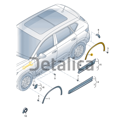 Расширитель арки крыла задний правый для Шкода Кодиак оригинал