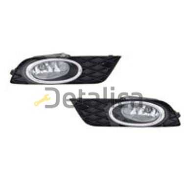 Фара противотуманная левая+правая комплект с проводкой кнопкой решетка бампера хром для хонда цивик от 2012