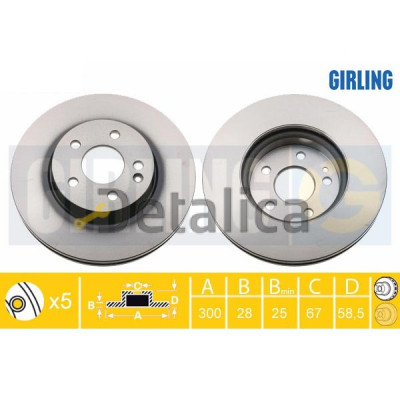 Диски тормозные передние для Мерседес W639 Girling