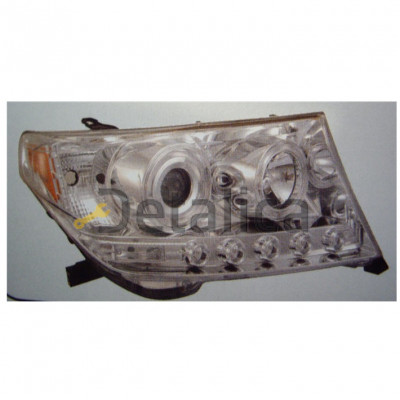 Фара левая+правая комплект тюнинг линзованная  DEVIL EYES под корректор  SONAR внутри хром для тойота лэнд крузер 200 от 2008