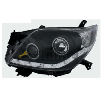 Фары комплект-тюнинг линзованная DEVIL EYES с светящимся ободком EAGLE EYES внутри черная для Тойота Ленд Крузер Прадо 150 от 2009