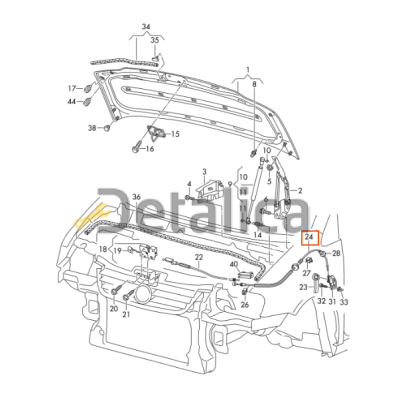 Трос замка капота для Фольксваген Кадди от 2010 оригинал длинный