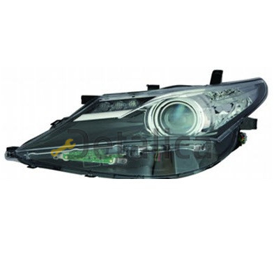 Фара левая линзован под крректор диодная внетри черная для Тойота Аури от 2013 (Depo)
