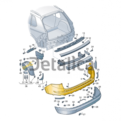 Задний бампер верхняя часть для Шкода Кодиак