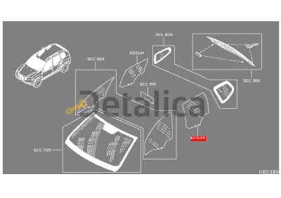 Стекло боковое задней левой двери для Ниссан Террано D10