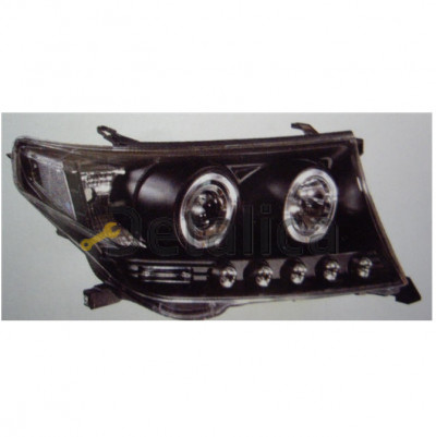 Фара левая+правая комплект тюнинг линзованная DEVIL EYES под корректр SONAR внутри черная для тойота лэнд крузер200 от 2008