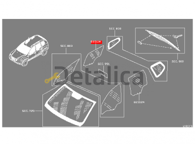 Стекло боковое задней правой двери для Ниссан Террано D10