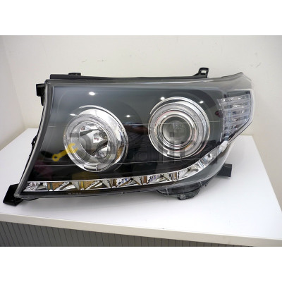 Фары тюнинг-комплект светящиеся ободки EAGLE EYES внутри черные для Тойота Лэнд Крузер 200