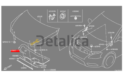 Шумоизоляция капота для Ниссан Тиида С13 оригинал