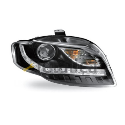 Фара левая+правая комплект тюнинг линзованная внутри черная для  Ауди А4 от 2005 (Junyan)