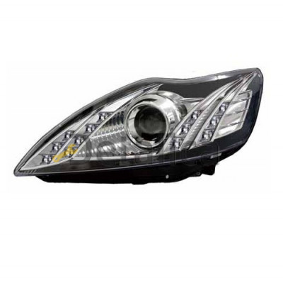 Фары комплект-тюнинг линзованные (с диодами и регулятором мотора) внутри хром для Форд Фокус 2 рестайл