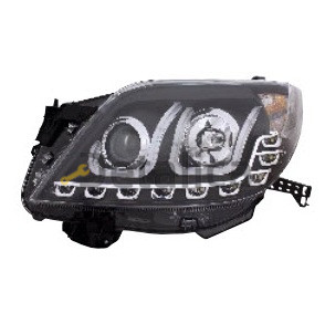 Фары комплект-тюнинг линзованная DEVIL EYES с светящимся секциями EAGLE EYES внутри черная для Тойота Ленд Крузер Прадо 150 от 2009