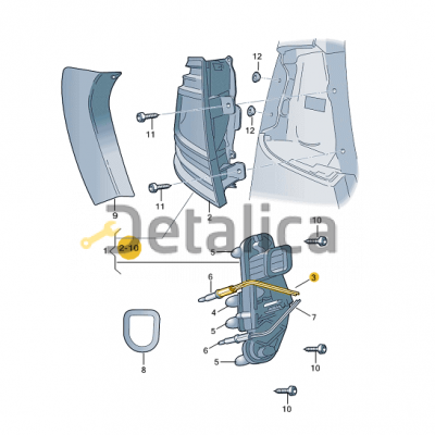 Плата заднего фонаря левая для Шкода Октавия А7 галоген оригинал