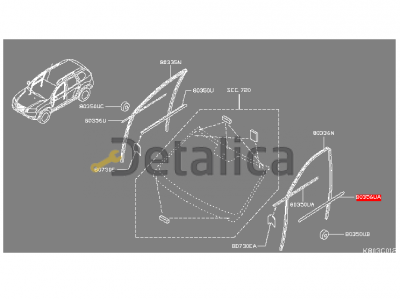 Молдинг ( уплотнитель ) передней левой двери наружний Ниссан Террано D10