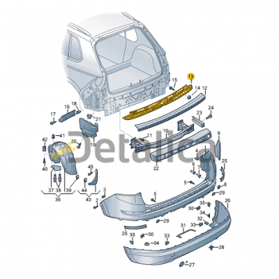 Накладка с зажимом заднего бампера для Шкода Кодиак