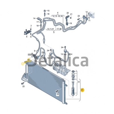 Радиатор кондиционера для Ауди А1 от 2010 Nissens ( Дания )