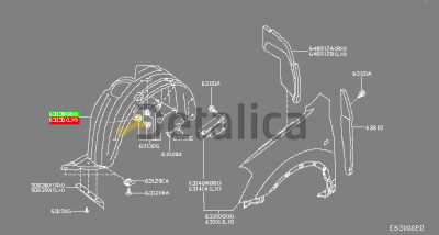 Подкрылок переднего крыла правый для Ниссан Кашкай J11E анг.