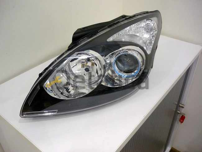 Фара левая под корректор внутри черная для Хендай I30 от 2007 (Depo)