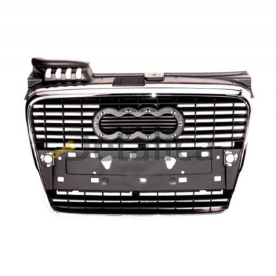 Решетка радиатора хромированная-серая для Audi A4 от 2005 (Тайвань)