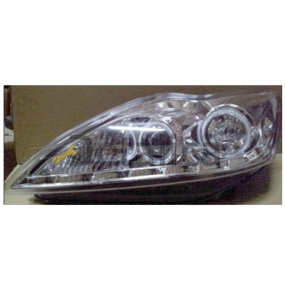 Фары комплект-тюнинг линзованные DEVIL EYES (светящиеся ободки) EAGLE EYES внутри хром для Форд Фокус 2 рестайл