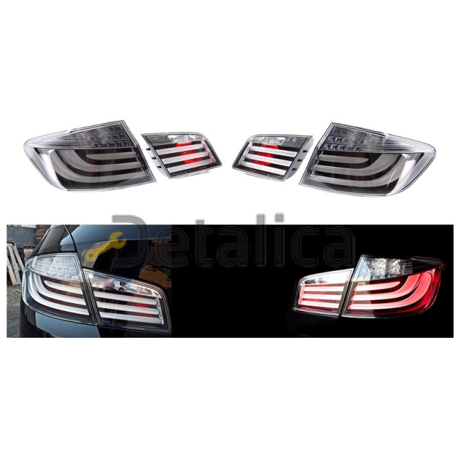 Фонари задние тюнинг-комплект 4 шт диоды тонированные внутри хром-чёрные для BMW F10 5 Series