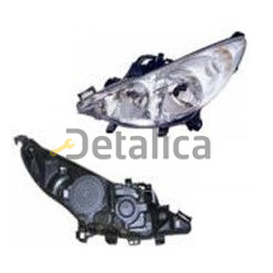 Фара левая без противотуманки с регулятором мотора для Пежо 207