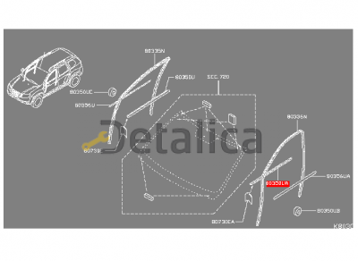 Молдинг ( уплотнитель ) передней левой двери внутренний Ниссан Террано D10