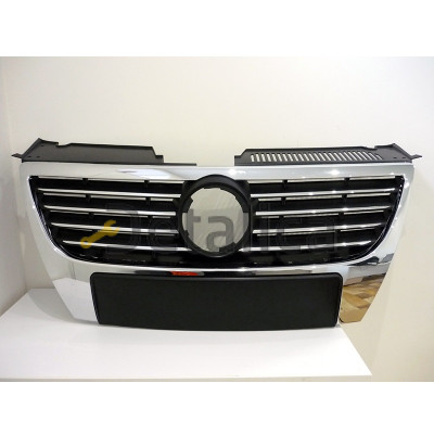 Решетка радиатора с хром молдингом без отв. п/датчик для Фольксваген Пассат Б6 от 2005 (Тайвань)