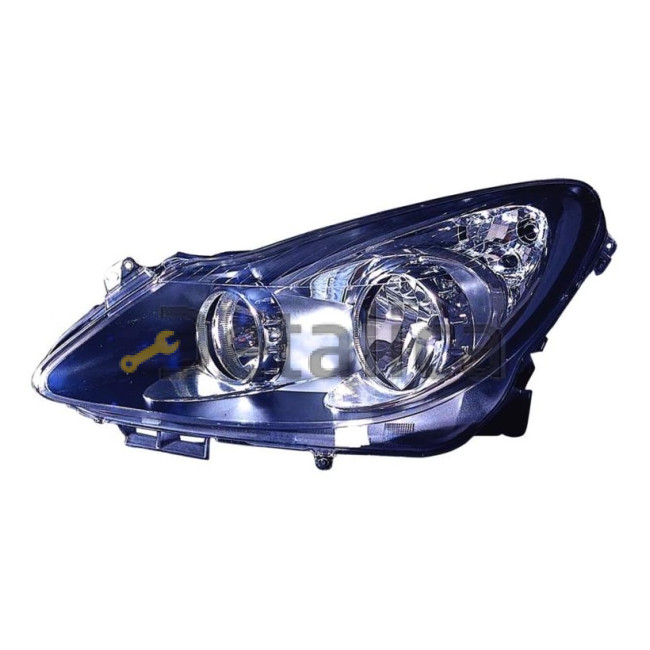 Фара левая под корректор внутри черная для Опель Корса D