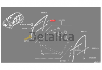 Молдинг ( уплотнитель ) передней правой двери внутренний Ниссан Террано D10