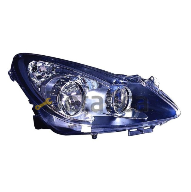 Фара правая под корректор внутри черная для Опель Корса D