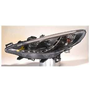 Фары тюнинг-комплект линзованные без птф внутри чёрные для Пежо 207 Devil Eyes