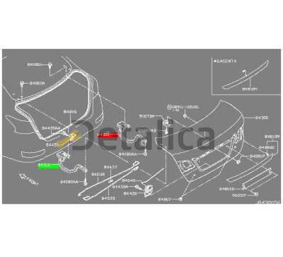 Петля крышки багажника левая = правая для Ниссан Центра В17