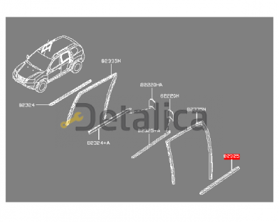 Молдинг ( уплотнитель ) задней левой двери наружний Ниссан Террано D10
