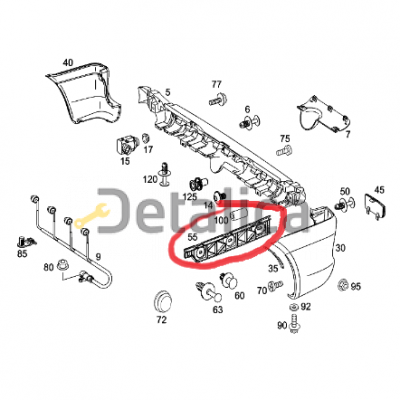 Крепление заднего бампера левое для Мерседес W639