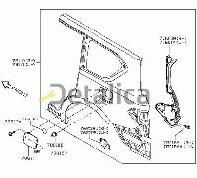 Крыло заднее левое для Ниссан Патрол Y62 Крыло заднее левое для Ниссан Патрол Y62
