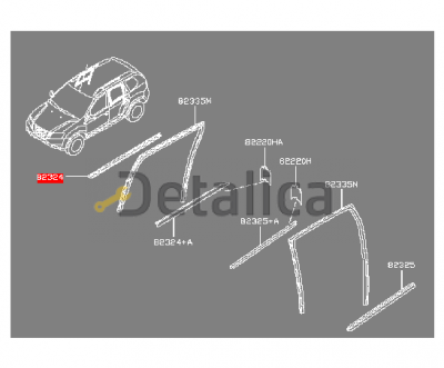 Молдинг ( уплотнитель ) задней правой двери наружний Ниссан Террано D10