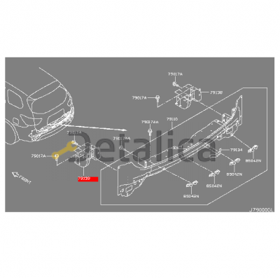 Крепление задней панели левый для Ниссан Патфайндер Р52 оригинал