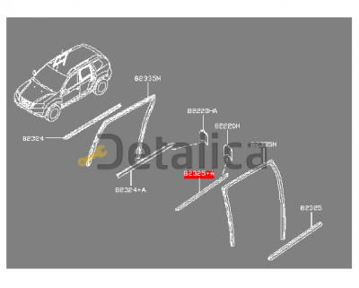 Молдинг ( уплотнитель ) задней левой двери внутренний Ниссан Террано D10