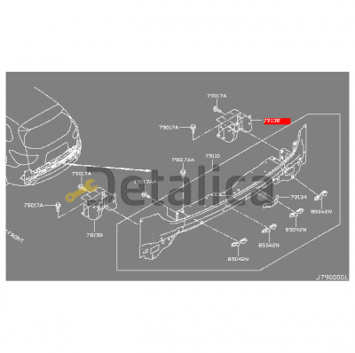 Крепление задней панели правый для Ниссан Патфайндер Р52 оригинал
