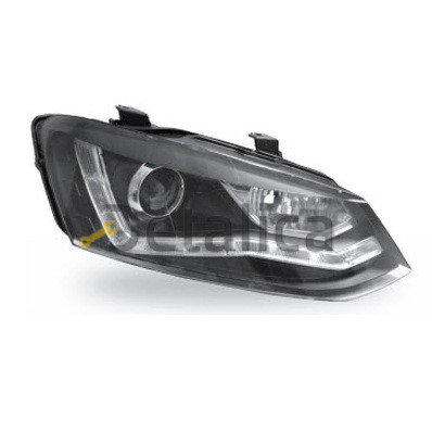 Фара левая+правая тюнинг комплек линзованная с регулятором мотора внутри черная для Фольксваген Поло 5 от 2010 (Junyan)