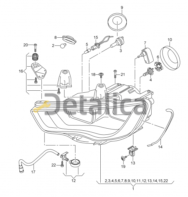 Фара передняя правая для Ауди А3 8В галоген