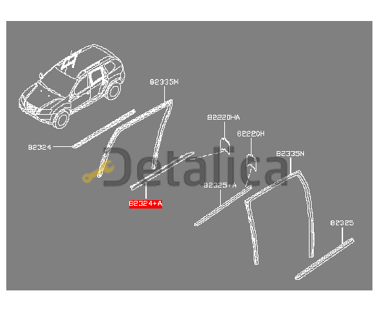 Молдинг ( уплотнитель ) задней правой двери внутренний Ниссан Террано D10