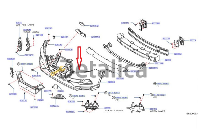 Бампер передний для Ниссан Кашкай J11E 2 поколение от 2017 под омыватели рестайлинг