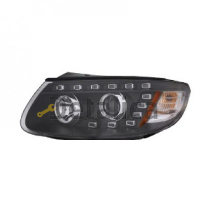 Фары комплект-тюнинг со светящимся ободком и регулятор мотора черная для Хендай Санта Фе 2 (EAGLE EYES)