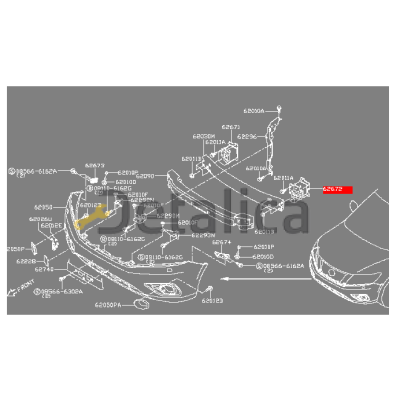 Кронштейн усилителя переднего бампера левый для Ниссан Патфайндер Р52