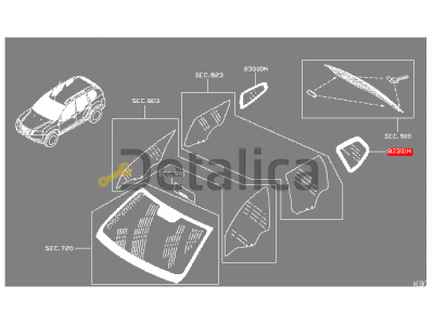 Стекло заднее левое ( кузовное ) глухое для Ниссан Террано D10 оригинал