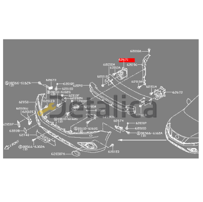 Кронштейн усилителя переднего бампера правый для Ниссан Патфайндер Р52